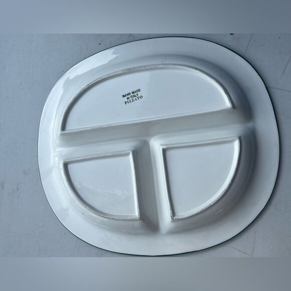 Handmade, Hand-Painted Large Oval Ceramic Divided Platter - Italy - Picture 5 of 7